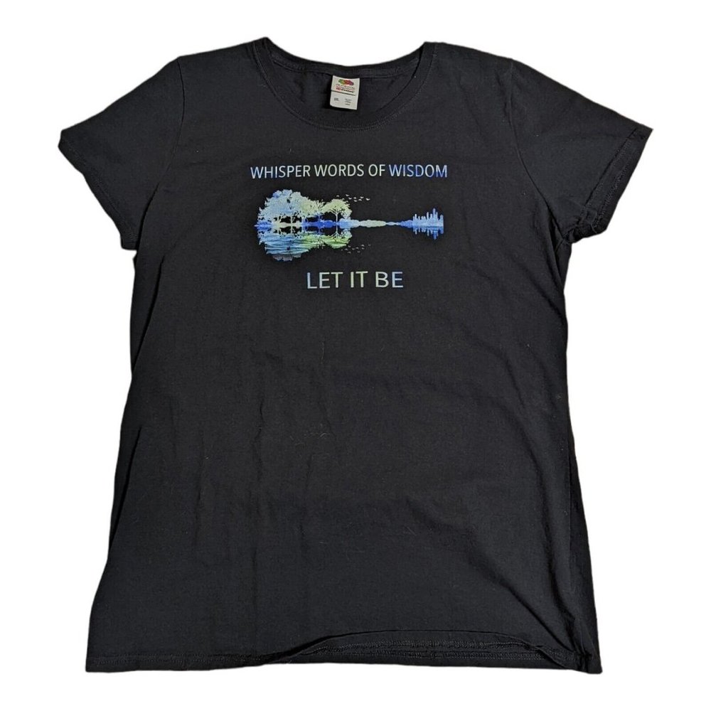 Women's Whisper Words Of Wisdom Let It Be Shirt Black Cotton Shirt Beatles - 2XL